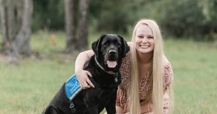 young woman with dog