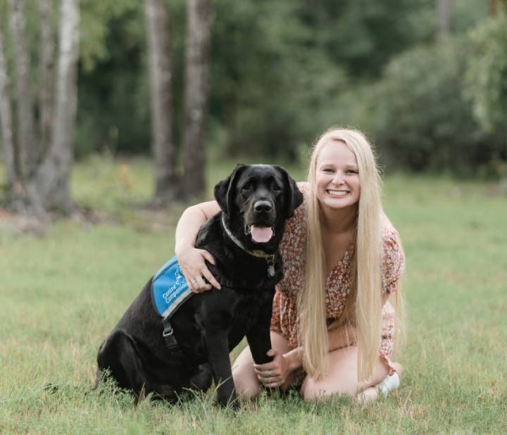 young woman with dog