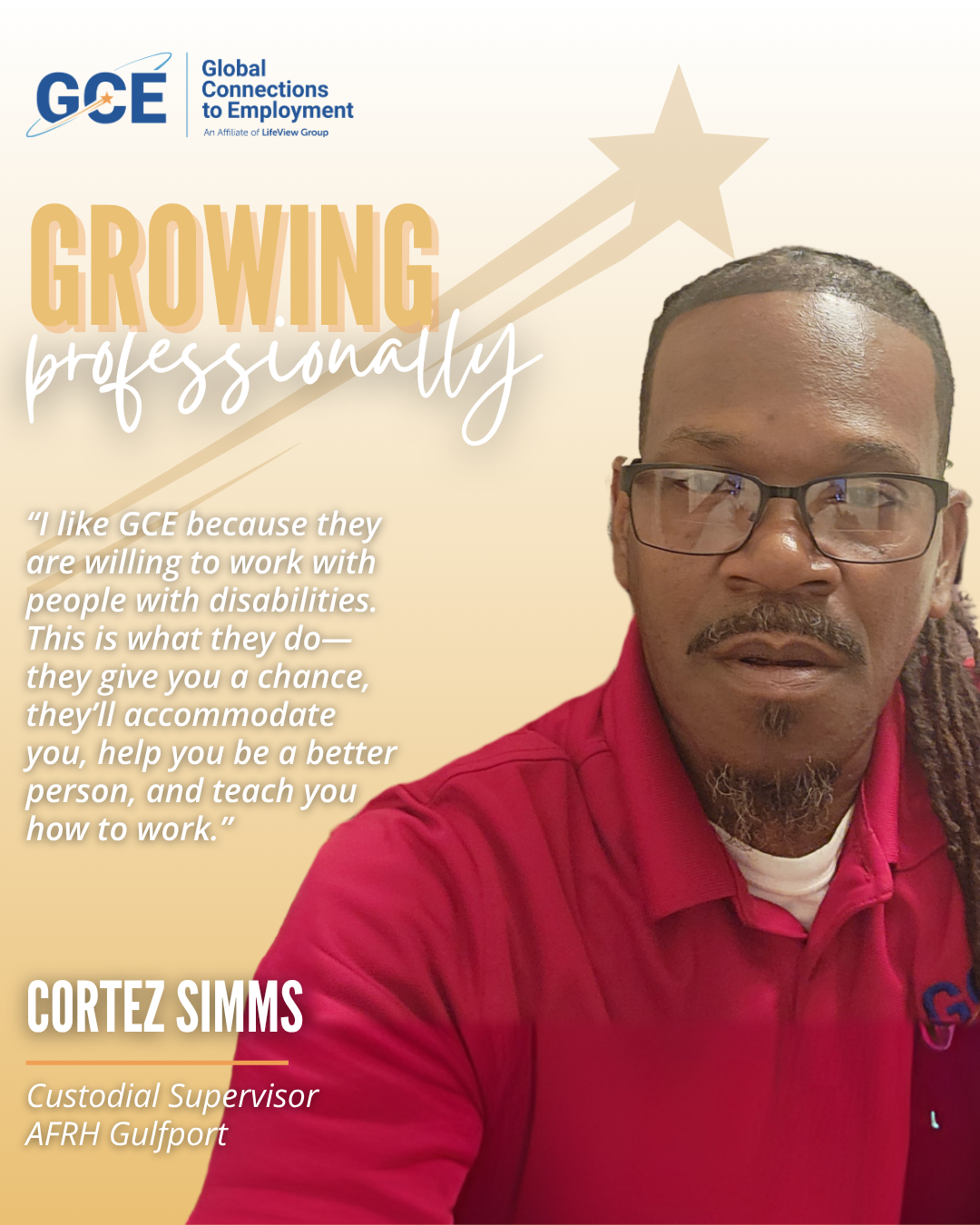 Cortez Simms headshot and quote
